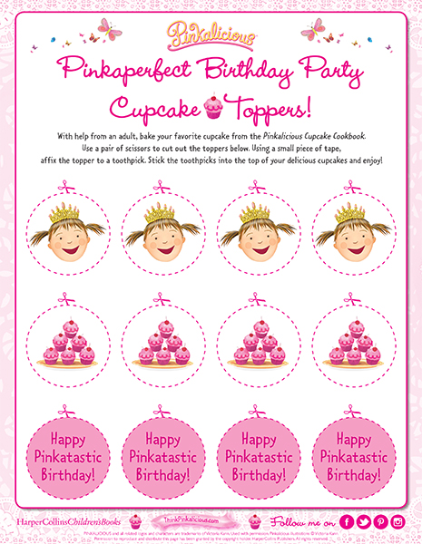 Pinkaperfect Birthday Party Cupcake Toppers